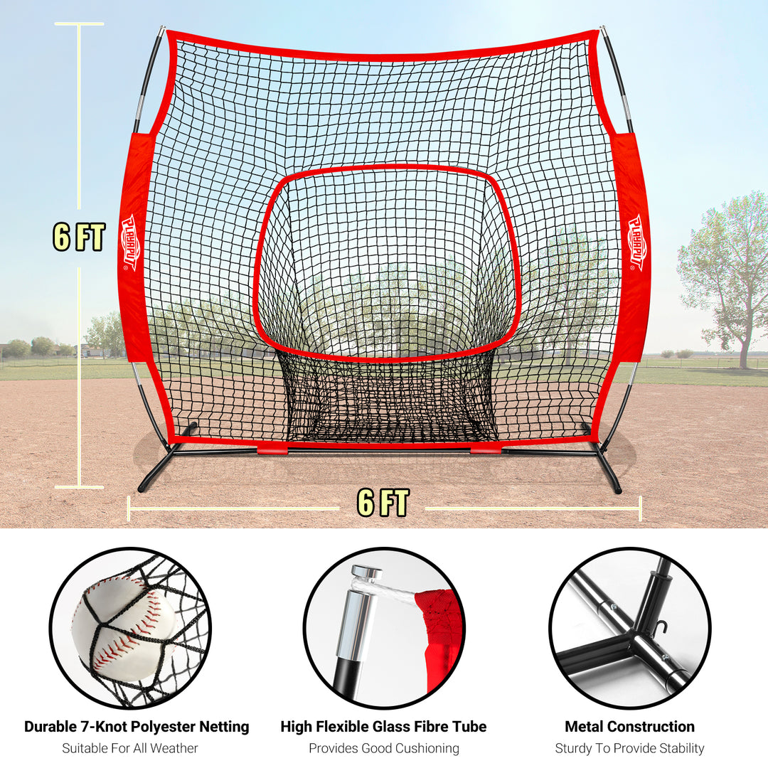 PLAYAPUT Baseball Batting Tee & Practice Net Combo with Large Pocket Holds 50+Balls