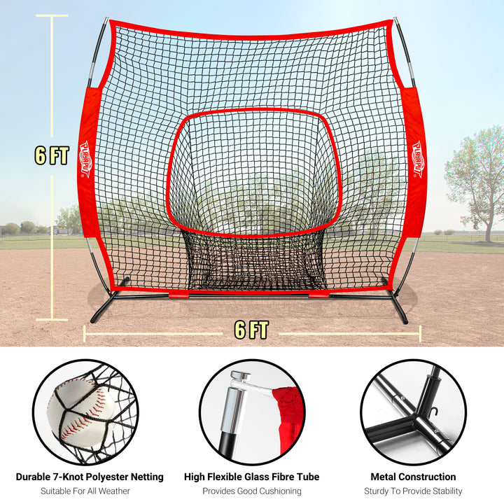 PLAYAPUT Baseball Batting Tee & Practice Net Combo with Large Pocket Holds 50+Balls