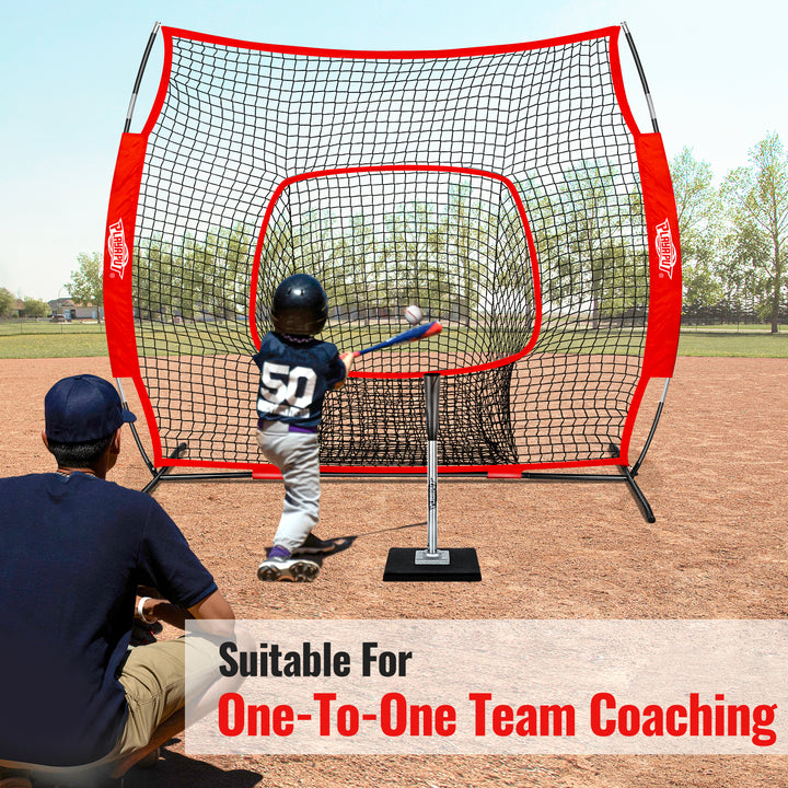 PLAYAPUT Baseball Batting Tee & Practice Net Combo with Large Pocket Holds 50+Balls
