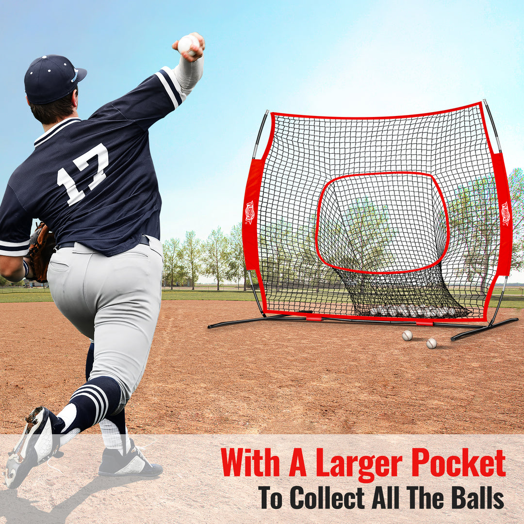 PLAYAPUT Baseball Batting Tee & Practice Net Combo with Large Pocket Holds 50+Balls