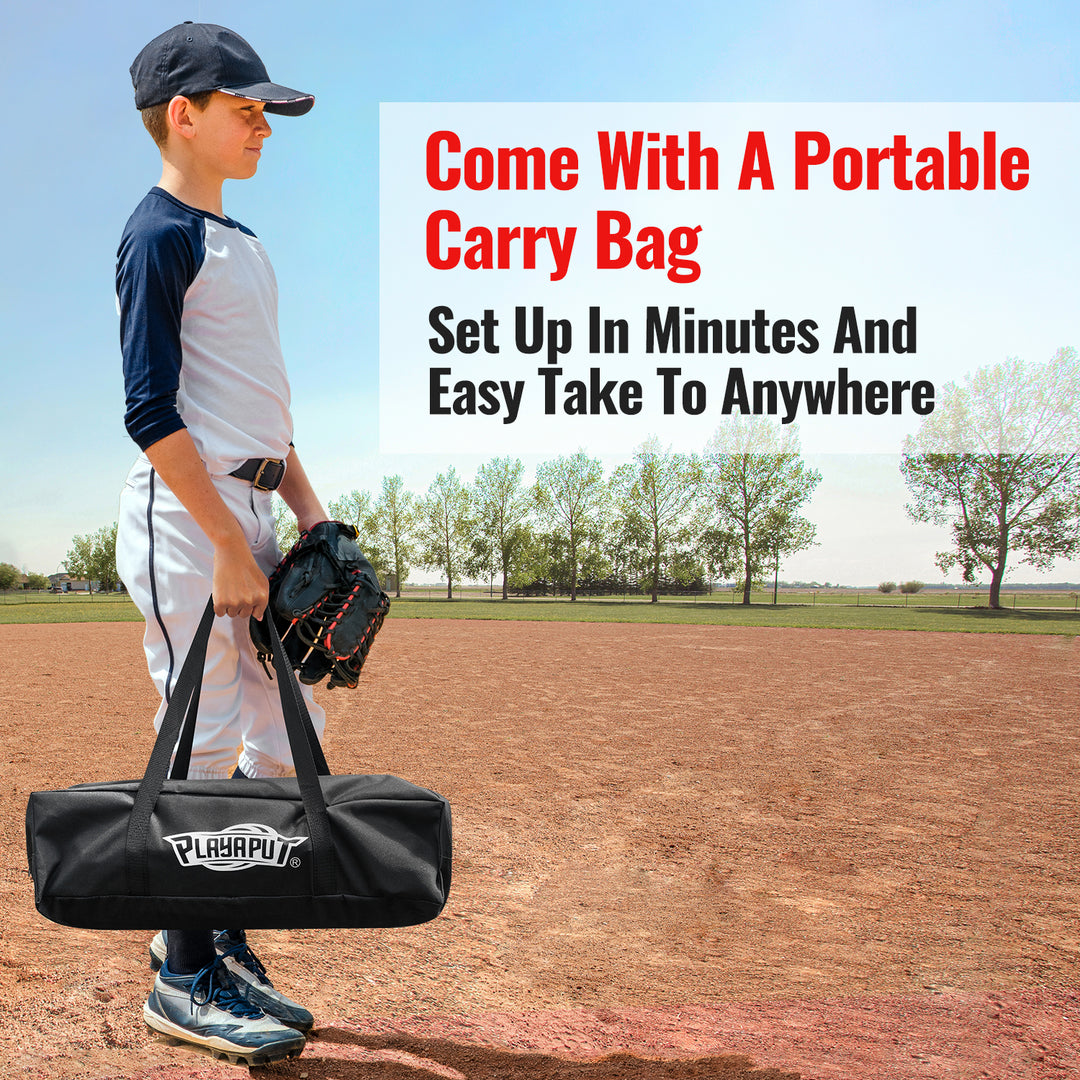 PLAYAPUT Baseball Batting Tee & Practice Net Combo with Large Pocket Holds 50+Balls