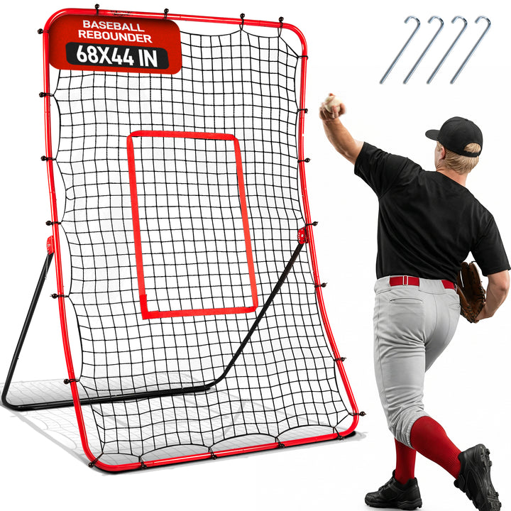PLAYAPUT Baseball Rebounder & Pitchback Net, 5 Angle Adjustable