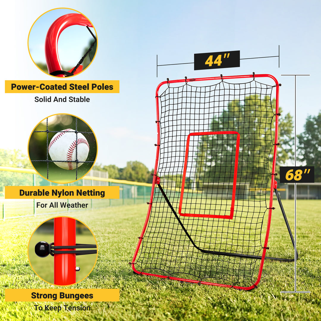 PLAYAPUT Baseball Rebounder & Pitchback Net, 5 Angle Adjustable