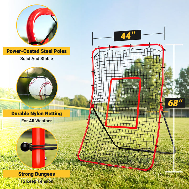 PLAYAPUT Baseball Rebounder & Pitchback Net, 5 Angle Adjustable