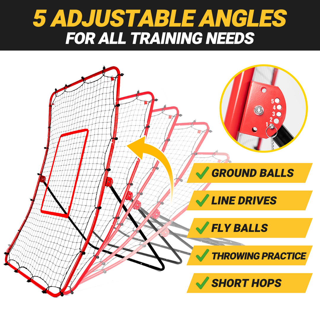PLAYAPUT Baseball Rebounder & Pitchback Net, 5 Angle Adjustable