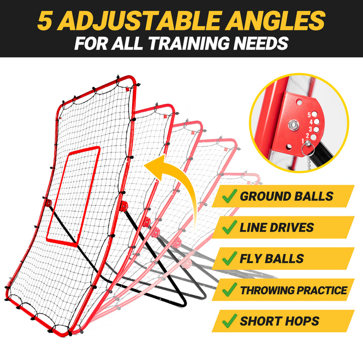 PLAYAPUT Baseball Rebounder & Pitchback Net, 5 Angle Adjustable