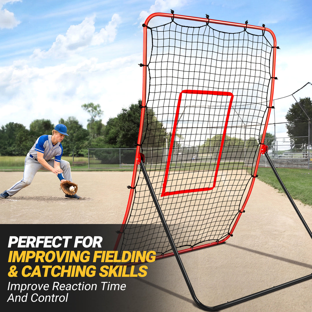 PLAYAPUT Baseball Rebounder & Pitchback Net, 5 Angle Adjustable