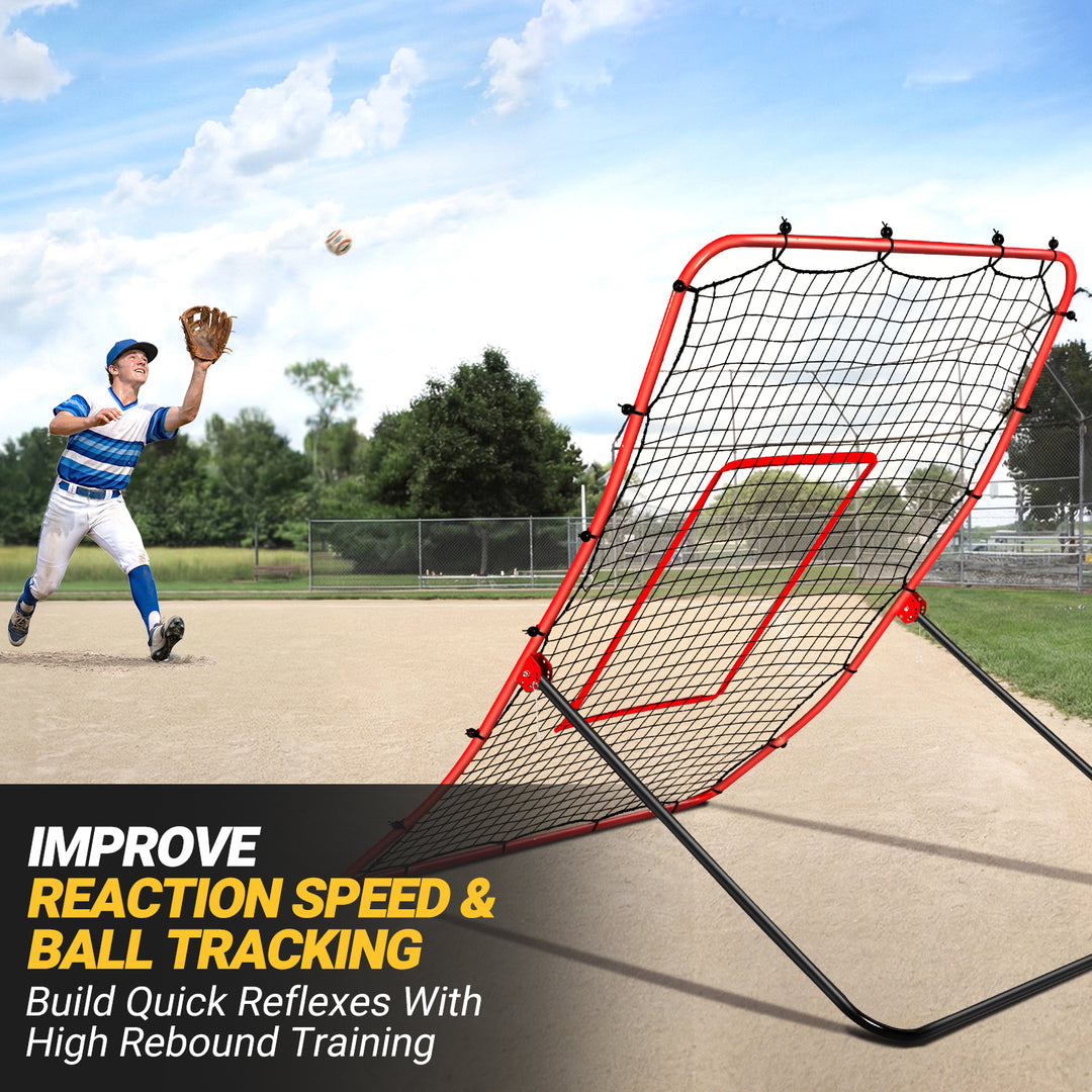 PLAYAPUT Baseball Rebounder & Pitchback Net, 5 Angle Adjustable