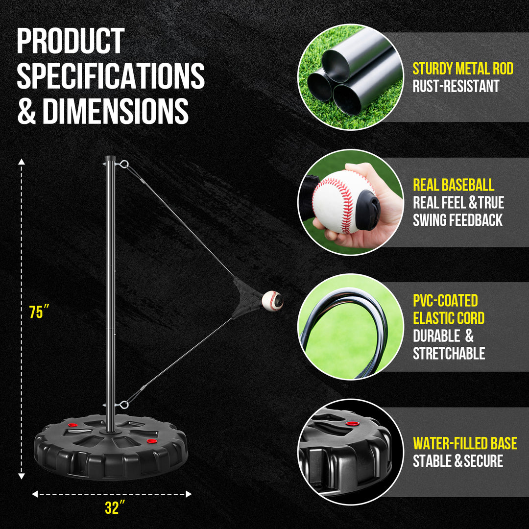PLAYAPUT Swing Trainer With Real Ball&Stand,Auto-Reset Baseball Hitting Trainer