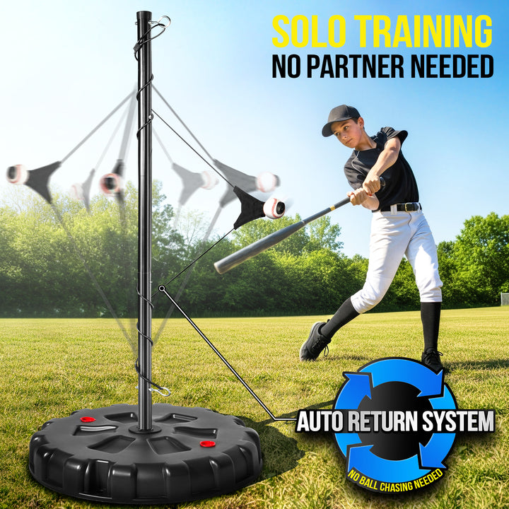 PLAYAPUT Swing Trainer With Real Ball&Stand,Auto-Reset Baseball Hitting Trainer