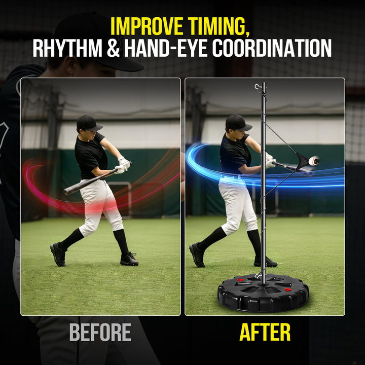 PLAYAPUT Swing Trainer With Real Ball&Stand,Auto-Reset Baseball Hitting Trainer