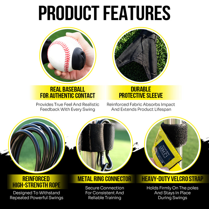 PLAYAPUT Portable Batting Swing Trainer For Baseball&Softball,Adjustable Ball Height