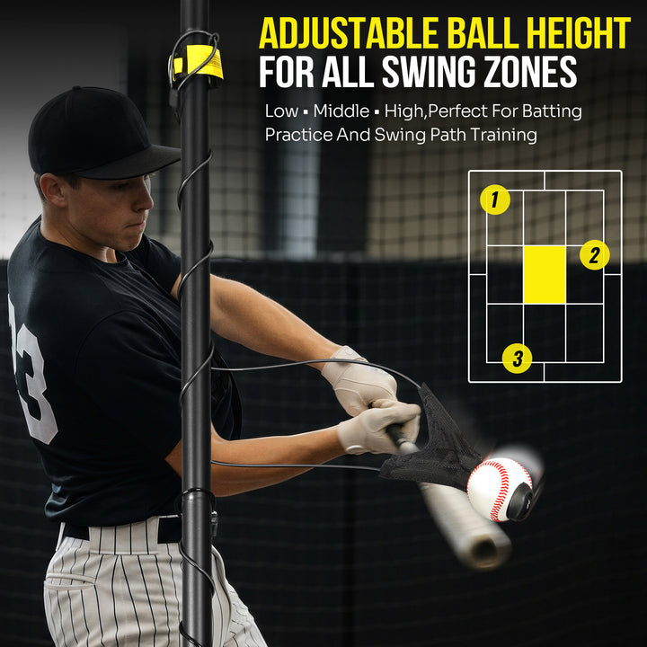 PLAYAPUT Portable Batting Swing Trainer For Baseball&Softball,Adjustable Ball Height