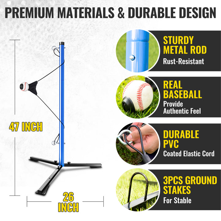 PLAYAPUT Youth Baseball Swing Trainer with Auto-Reset, Adjustable Ball Height