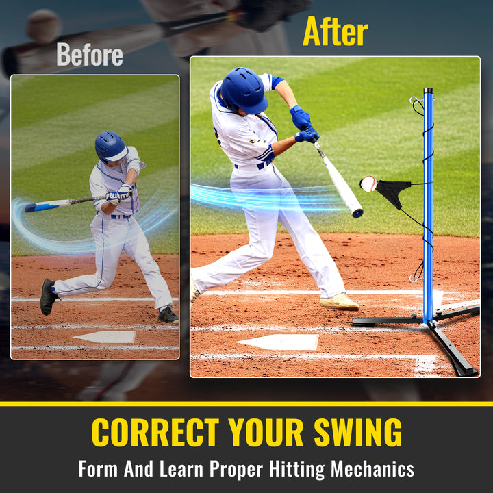 PLAYAPUT Youth Baseball Swing Trainer with Auto-Reset, Adjustable Ball Height