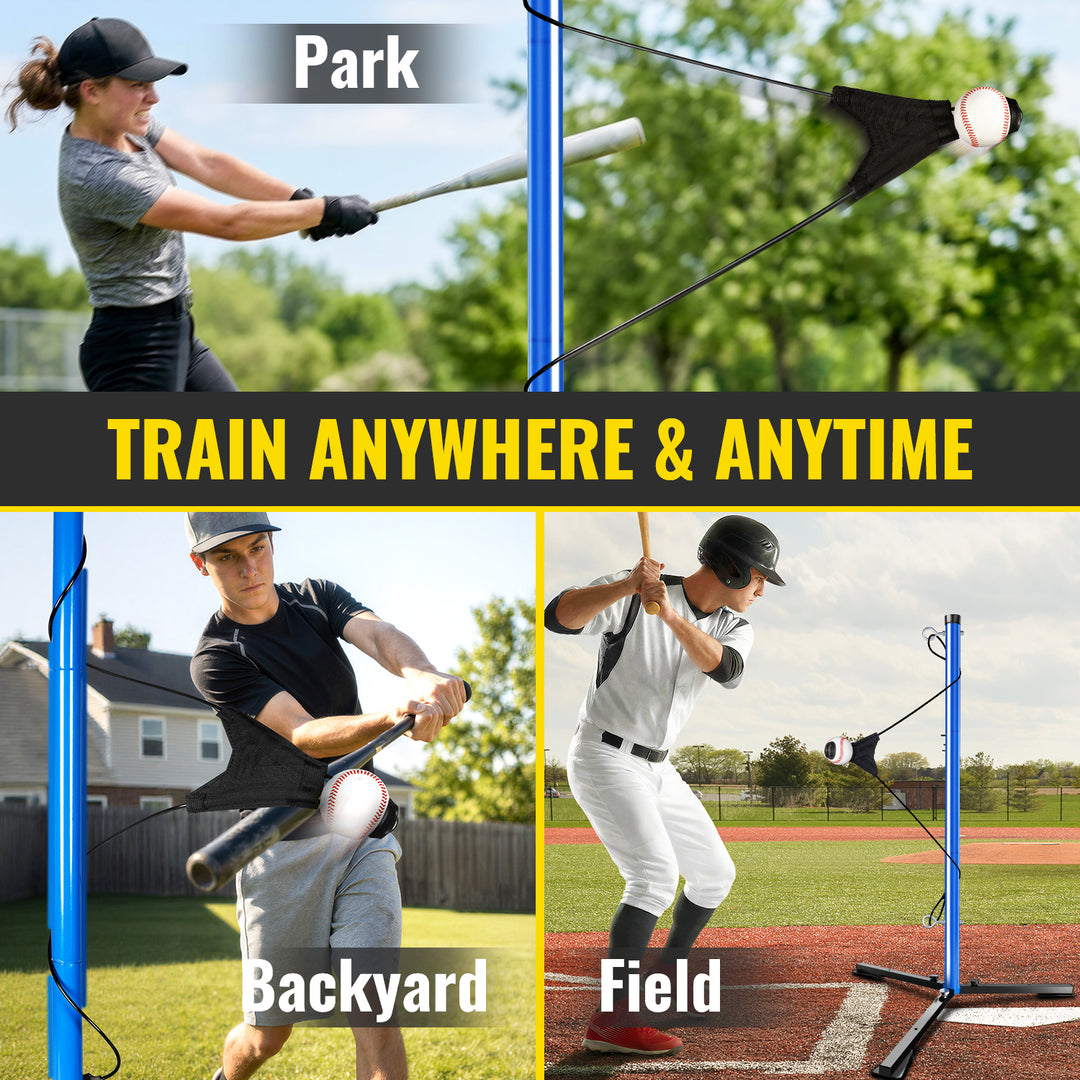 PLAYAPUT Youth Baseball Swing Trainer with Auto-Reset, Adjustable Ball Height