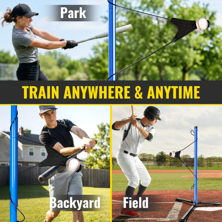 PLAYAPUT Youth Baseball Swing Trainer with Auto-Reset, Adjustable Ball Height
