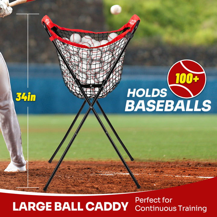 PLAYAPUT 7×7FT Baseball Net with Batting Tee & Ball Caddy Holds 100+ Balls