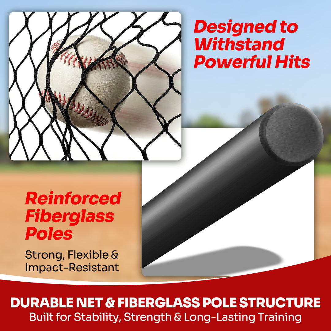 PLAYAPUT 7×7FT Baseball Net with Batting Tee & Ball Caddy Holds 100+ Balls