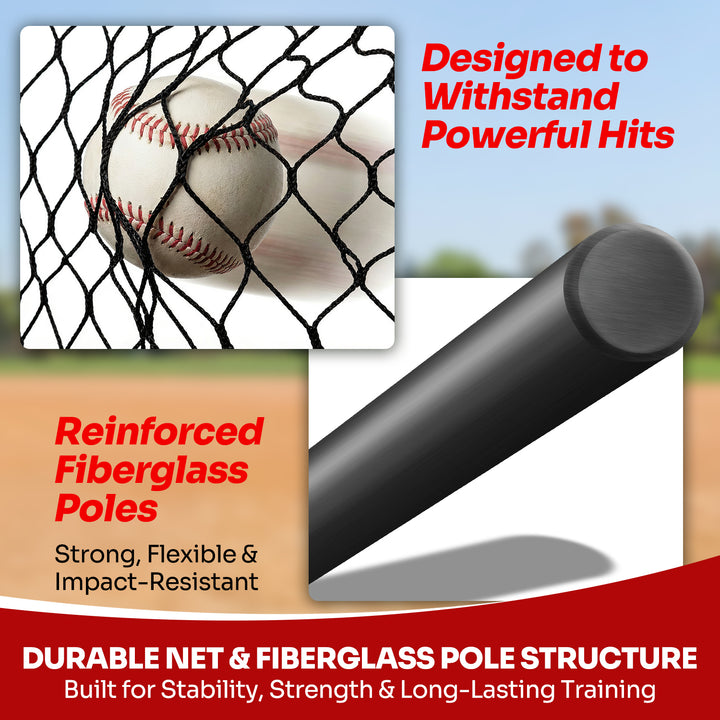 PLAYAPUT 7×7FT Baseball Net with Batting Tee & Ball Caddy Holds 100+ Balls